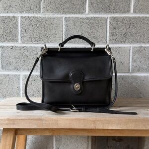 Coach Willis Black Leather Top-Handle Satchel with Detachable Strap